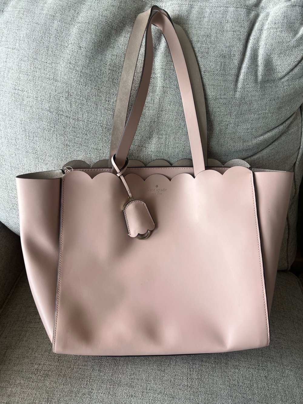 kate spade Blush Scallop-Trim Leather Tote